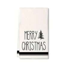 Set de 2 prosoape cu tematică de Crăciun, concepute cu un model simplu de brad de Crăciun, lavabile la mașină, rezistente la căldură, absorbante și reutilizabile, potrivite pentru decorarea camerei, prosoape de bucătărie și baie, decorarea petrecerilor, decorarea casei și un cadou ideal de Crăciun.