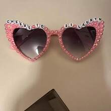 Personalised Custom Birthday Queen Pink Faux Pearl Heart Sunglasses 16th 18th 21st 30th 40th 50th 60th 70th Birthday Party Decoration Gift Present Photo Props Finally 21 Bday Celebration, Art Activities For Children, Ornamental, Personalized, Tea Room, Home, Garden, Office, For Anniversaries, For Valentine's Day, For Mother's Day, For Birthdays, For Graduation,Souvenirs - Custom Pink Pearl Glasses - View 9