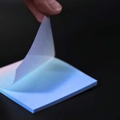 100 pezzi di foglietti adesivi trasparenti e luccicanti con sfumature di colore rosa e blu, impermeabili, senza residui, ideali come segnalibri per quaderni e taccuini, un regalo perfetto per il ritorno a scuola, dimensioni 3 pollici x 3 pollici