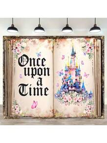 1pc Fairy Tale Book Photography Background Color Castle Storybook Background Princess Birthday Party Background Flowers Butterfly Wedding Decoration Background Studio Props