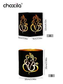 choxila 1pc Wrought Iron Candle Holder, Festive Decor Piece, Diwali Candle Stand, Projection Candle Holder, For Bedroom, Living Room, Holiday Parties, Festival Gift - Black - View 5