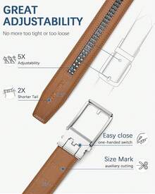BOSTANTEN Belt Men Leather Reversible Belts Men 1 3/8 Casual Dress Pants, Two-In-One Belt - 012-銀色+棕色 - 查看 4
