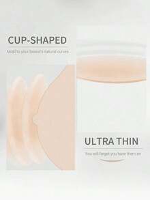 2pcs Premium Packaging Reusable Silicone Nipple Cover Boob Pads, Non-Adhesive Washable Nipple Pasties Women, Suitable Wedding Dress, Backless Dress, Photography, Evening Gown, Party Accessories 5INF - Màu be - Xem 4