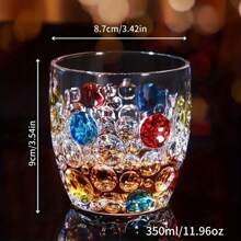 6件/4件/2件彩色Ins高美酒杯，威士忌杯，啤酒杯，搪瓷水杯，饮料杯，人工彩绘加厚玻璃水杯，适用于家庭聚会，酒吧，餐厅等场合 - 彩色 - 查看 4