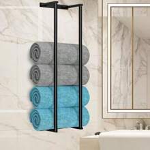 Estantería para guardar toallas [Con tornillos adjuntos y sellos] Toallero de pared Estantería para la colada Toallero de acero inoxidable para el baño/vestidor/aseo