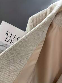 Women's Elegant Double Breasted Light Grey Mixed Blazer - Forever Fashionable Women's Classic | - Versatile Wardrobe Essential Solid Color Button Pocket Front Buttons