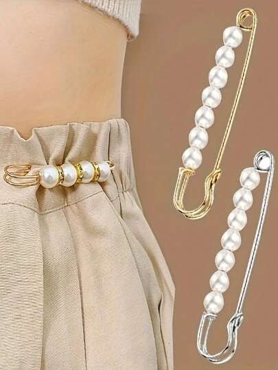 4pcs Faux Pearl Brooches - Shawl Buckle, Safety Hijab Clip, Sweater Pins For Women00 Jewelry Costume Accessories Bag Charms Office Accessories Christmas Gift