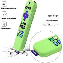 [2 Pack] Remote Cover Glow In The Dark Compatible With Roku Voice Remote Pinowu Anti Slip Silicone Cover Compatible With Roku Players And Roku TVS Voice Remote (Green And Blue) - GreenGlowandBlueGlow - View 4
