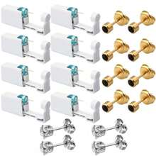 8 pezzi Piercing per orecchie monouso con orecchini a perno incorporati e 4 pezzi di orecchini con zirconia cubica - Kit di piercing per orecchie semplice e facile da usare