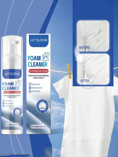 1/2 Bottle Universal Foam Cleaner, Suitable For Removing Stains On Clothes, Home Furnishings, Carpets, Curtains And Sofas, Dry Cleaning Alternative, No Water Needed, Removes Stubborn Stains And Leaves Fragrance.