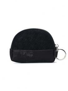 Bolsa Pequena de Moedas com Estampa Trançada em PU, Concha, Miniwallet de Alta Qualidade Delicada, Porta-chaves e Porta-moedas para Mulheres, Carteira de Dinheiro, Miniwallet, Carteira, Itens de Volta às Aulas, Carteira de Moedas