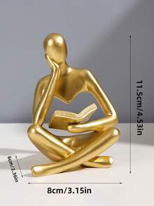 1pc Abstract Figurative Reading Book Decor, Nordic Style Luxe Resin Reading Person Tabletop Ornament, Suitable For Living Room, Study, Cafe Decoration - A Housewarming Gift For Readers And Intellectuals - Multicolor - View 4