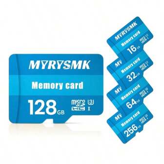 1 st höghastighetsmikrominneskort - lämplig för smartphone, surfplatta, kamera, CCTV-övervakningskamera Flash SD-kort - blått TF-kort, U3-hastighet/dataöverföring/bred kompatibilitet, lagring 8 GB/16 GB/32 GB/64 GB/128 GB/256 GB