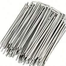 20/50pcs Galvanized Steel Outdoor Turf Ground Nails, U-Shaped Ground Nails, Anti-Grass Cloth Garden Ground Nails, Insert Soil Fence U-Shaped Fixer