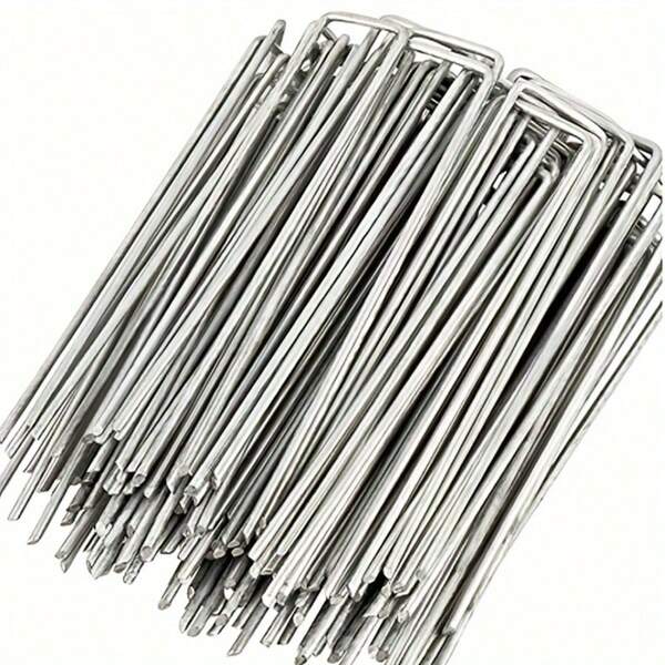 20/50pcs Galvanized Steel Outdoor Turf Ground Nails, U-Shaped Ground Nails, Anti-Grass Cloth Garden Ground Nails, Insert Soil Fence U-Shaped Fixer