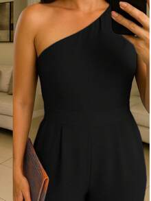 Women's Long Jumpsuit Simple Asymmetrical Butterfly Knot - Negro - Ver 2