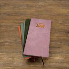 1 neuer Planer 2026 - 17,5 cm / 9,5 cm - mit Lesezeichen, Index - 60 Blatt - 120 Seiten Erwachsenen-Planer auf Englisch, tragbares Tagebuch aus Kunstleder - acht Farben zur Auswahl, Schulmaterial, Rückkehr zur Schule