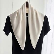 1条纯色方巾，女士小披肩围巾头巾，70x70厘米方形头巾，适合搭配连衣裙 - 卡其色 - 查看 3