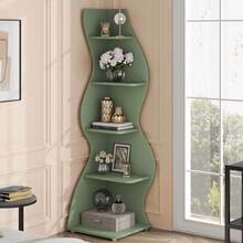 Tribesigns Corner Shelf, Rustic 5-Tier Wall Corner Bookshelf, Stylish Corner Small Bookcase Storage Rack Plant Stand With Unique Shape For Living Room, Home Office - Green - View 8