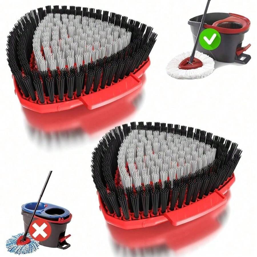 2 Pack Heavy-Duty Spin Mop Replacement Heads – Premium Scrub Brush For O-Cedar EasyWring 1 Tank Mop – Extra Thick Bristles For Deep Cleaning Tile, Wood & Vinyl Floors – Universal Fit Kitchen Bathroom Pool Deck Cleaning Accessories - 灰色(Easywring 用 2 件) - 查看 1