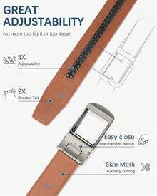BOSTANTEN Belt Men Leather Reversible Belts Men 1 3/8 Casual Dress Pants, Two-In-One Belt - 003-棕色 - 查看 3