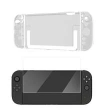 适用于Switch第二代主机的套装：1个主机保护壳 + 2个可拆卸握把套 + 1张钢化玻璃屏幕保护膜，防滑、防汗、防刮花 - 彩色 - 查看 9