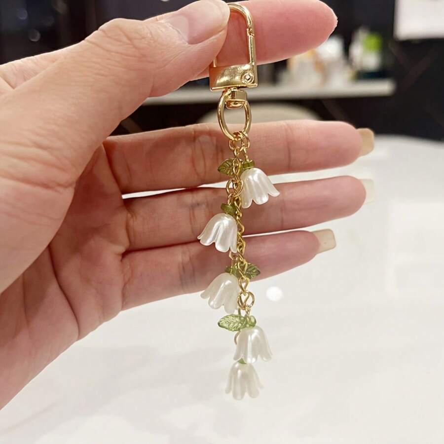 1pc Elegant Orchid Tassel Keychain - Resin Plant Theme Charm For Bags, Backpacks, And Car Keys - The Perfect Gift For Women - Vàng - Xem 1