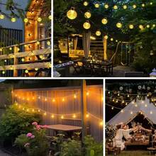 100LED Solar Outdoor Fairy Lights 39Ft Crystal Ball String Lights, 8 Lighting Modes Auto On/Off For Garden Patio Yard Wedding Party Holiday Decorations - 暖白色 - 查看 8