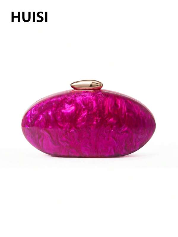 1 pezzo Elegante pochette in acrilico viola per donna, borsa da sera minimalista e marmorizzata per feste, matrimoni, balli serali, banchetti
