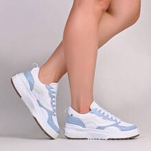 Akion Old School Casual Skater Sneakers Black With White Pattern For Gym Walking Running Training Outings - 白配藍2849 - 查看 6