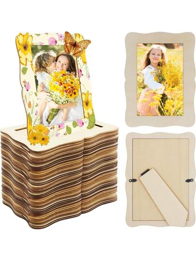 4" X 6" Unfinished Wooden Photo Frame, Suitable For DIY Projects, Crafts, Vertical Wooden Frame For DIY Painting, Suitable For Wooden Crafts, Painting, Art Projects, Wooden Decorations, Suitable For All Holiday Gifts