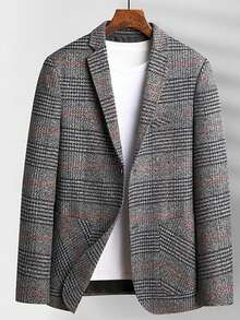 男士休闲通勤格子西装外套