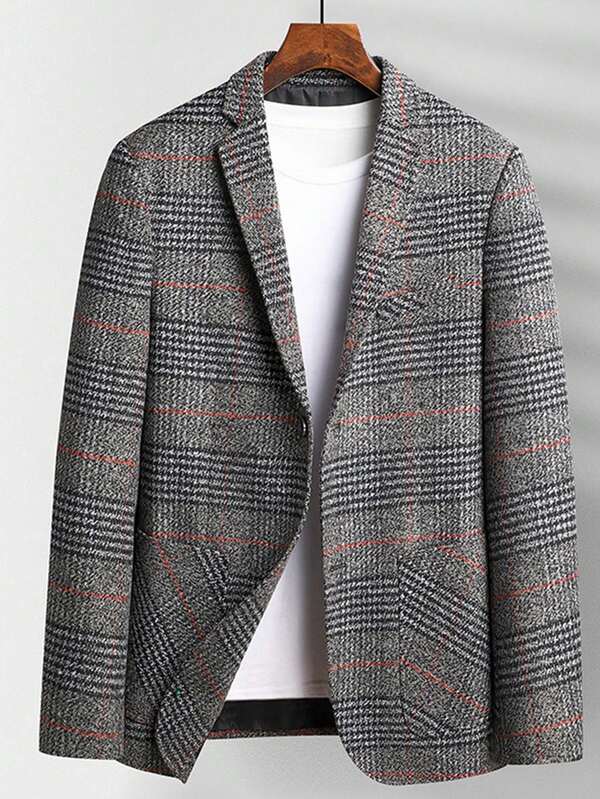 Blazer casual a quadri da uomo per pendolari