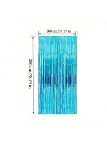 4 Packs Foil Curtain Backdrop Silver Metallic Tinsel Foil Fringe Curtains Photo Booth Props For Birthday Wedding Engagement Baby Shower Bachelorette Christmas Holiday Celebration Party Decorations - Light Blue - View 3