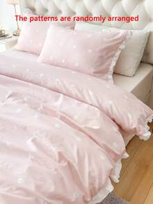 2/3pcs 100% Polyester Heart Lace Duvet Cover Set (Without Comforter), (1 Duvet Cover And 1/2 Pillowcase), Modern Polyester Bedding Set Suitable For All Seasons - Multicolor - View 8