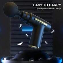 Portable Handheld Electric Massage Gun, Mini Massage Gun, 1200mAh Rechargeable Lithium Battery, 4 Accessories, 6-Speed Deep Tissue Massage, Suitable For Body, Back, Neck - USB Charging, Travel Essentials - 黑色 - 查看 6