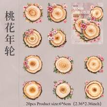 20pcs Mulun Wood Pile Theme Stickers Mobile Phone Stickers Item Decoration Stickers Handbook Material Stickers Premium Waterproof Vinyl Stickers For Scrapbooking, Journals, And Laptops - Decorative Scrapbook Supplies For Adults,For School Supplies,Back To School - Multicolor - View 16