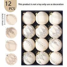12pcs 3.15inch Elegant Champagne Christmas Ornaments - Round Holiday Christmas Tree Decorations, Suitable For Home & Wedding Celebrations, Music Themed Holiday Hanging Balls, Winter Home Decor And Holiday Celebrations, Holiday Parties, Christmas Parties, Room Decor, Holiday Decorations, Festive Decor, Party Favors, Fun Christmas Party Decorations, Christmas Holiday, Happy New Year, Christmas Decorations, Perfect Christmas Gift For Friends Halloween Halloween Decor