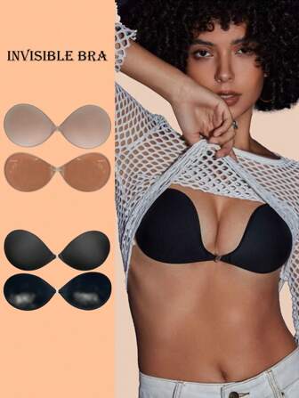 1对女士聚拢粘合胸罩，生物胶，不会脱落，适用于婚纱、抹胸