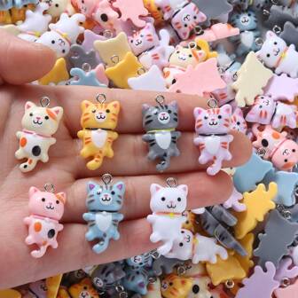 10/20/30 件可爱卡通猫树脂吊坠饰品，适合女性 DIY 日常手工耳环、手链、项链、钥匙扣、珠宝配饰