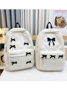 Multiple Styles Fashionable Bow Decor Girls Backpack, Cute & Spacious Student Bag, School Backpack - Black - View 9