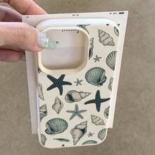 1pc TPU Material Full Screen Starfish & Shell Retro Pattern Phone Case Compatible With Apple/ Phones - White - View 4