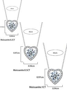 BLOVEMEE 1pc Luxury 925 Silver Moissanite Heart Pendant Necklace, Suitable For Daily Wear, Party, Holiday, Christmas, Thanksgiving, Birthday Gift For Women