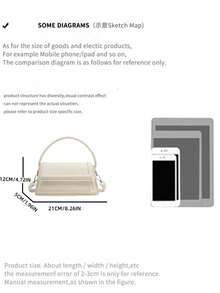 New Arrival Women Simple Versatile Mini Square Bag, PU Material Flap Magnetic Closure Anti-Theft Shoulder Crossbody Purse, Cute Purple-Red Handbag - White - View 2