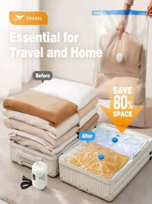 20pcs/1pc Vacuum-Sealed Bags, Travel Accessories, Vacuum Bags, Travel Essentials, Vacuum Storage Bags, Travel Essentials, Storage Bags, Cruise Essentials, Organization And Storage, Bedroom