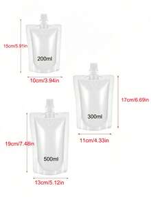 50-500ml 咖啡液包裝袋，便攜式飲料袋，透明出水口袋，防漏，塑膠果汁飲料袋，透明便攜戶外水袋，防漏擠壓袋，可重複使用密封液體袋，夏季必需品 - 無色 - 查看 10