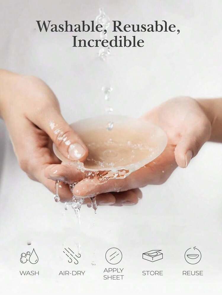 2pcs Premium Packaging Reusable Silicone Nipple Cover Boob Pads, Non-Adhesive Washable Nipple Pasties Women, Suitable Wedding Dress, Backless Dress, Photography, Evening Gown, Party Accessories 5INF - 杏色 - 查看 6