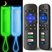 2+2 Packs Replacement Remote Control For Roku TV With Silicone Cover Universal Remote For  Hisense Onn Westinghouse  Roku Smart TVs (Not For Roku Stick Box) - 2Remote+GlowBlueCover+GlowGreenCover - Xem 1