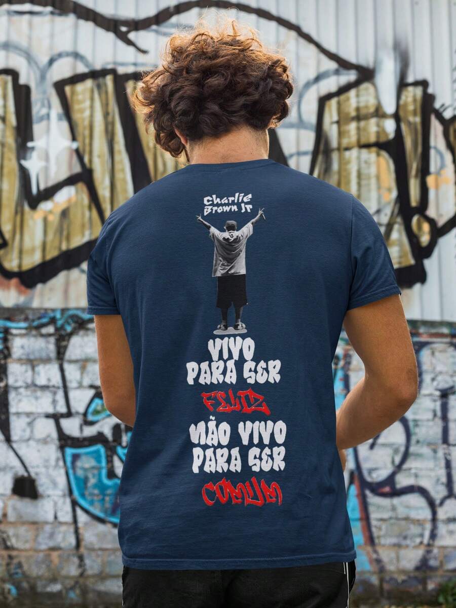 Casual Cotton T-Shirt ChorãoJr Skate Singer - Navy Blue - View 1