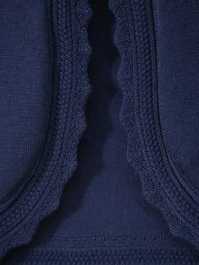 Baby Girl Elegant Hollow Lace Trim Knit Cardigan Shawl, Gift For Babies, Autumn/Winter - Royal Blue - View 4